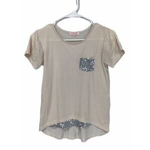 Poof Striped Glitter Pocket T-Shirt Large